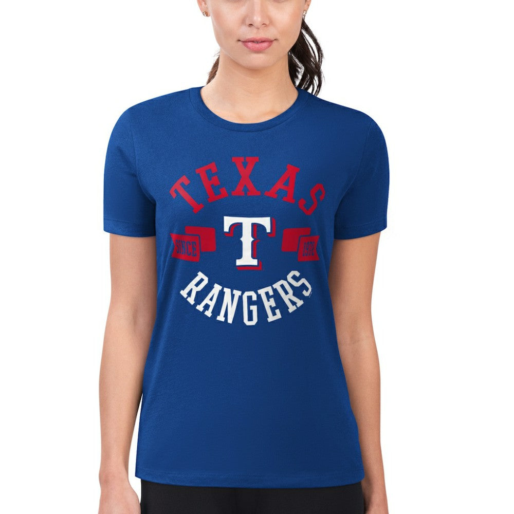 Texas Rangers G-III 4Her by Carl Banks Women's Super-Slim Fit Lightweight City Graphic T-Shirt - Royal