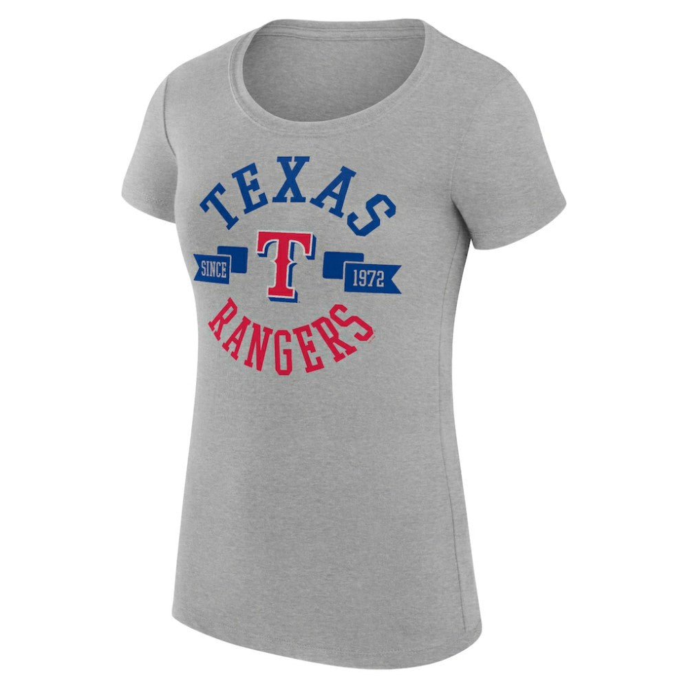 Texas Rangers G-III 4Her by Carl Banks Women's Super-Slim Fit Lightweight City Graphic T-Shirt - Heather Gray