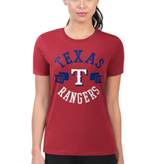 Texas Rangers G-III 4Her by Carl Banks Women's Super-Slim Fit Lightweight City Graphic T-Shirt - Red