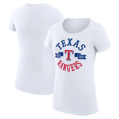 Texas Rangers G-III 4Her by Carl Banks Women's Super-Slim Fit Lightweight City Graphic T-Shirt - White