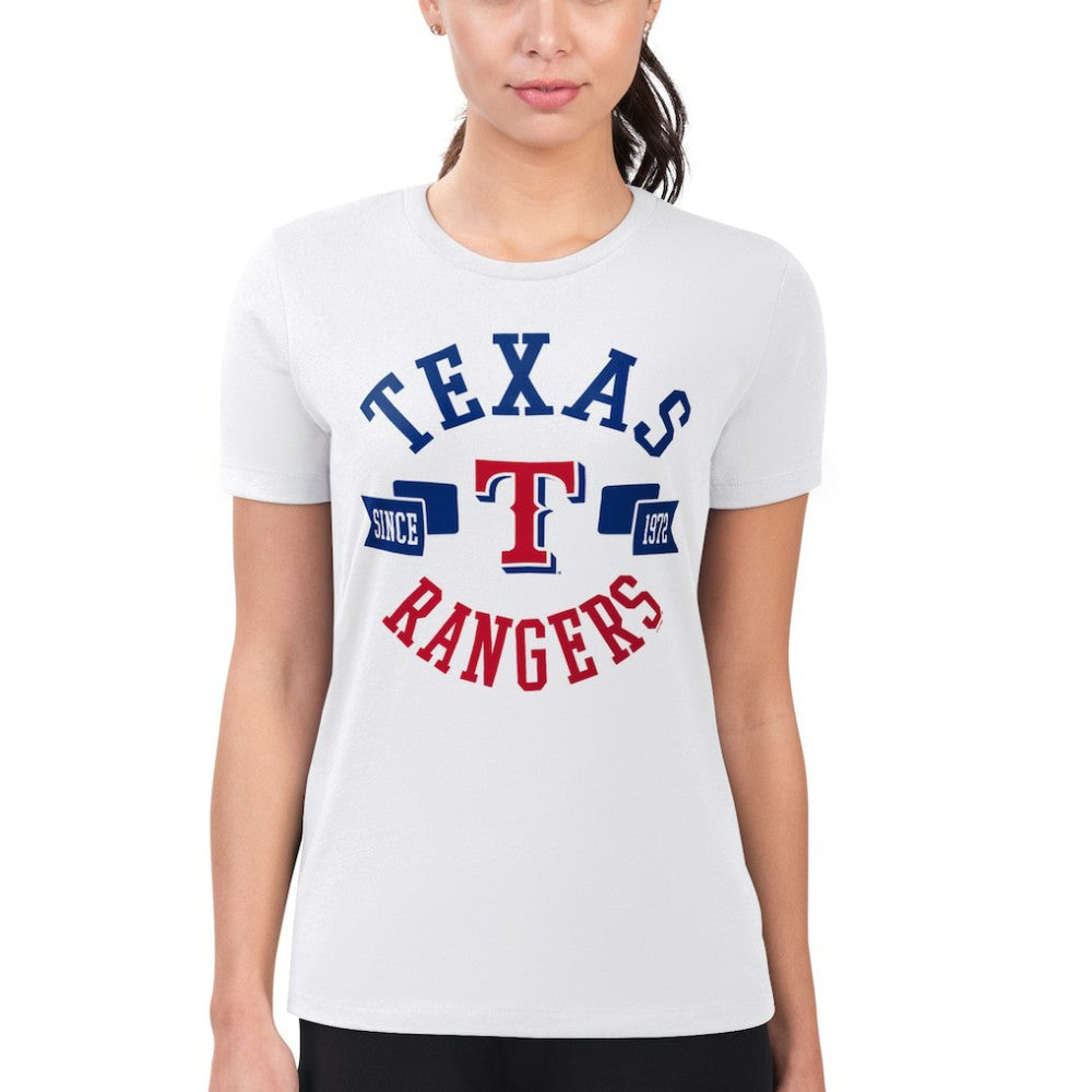 Texas Rangers G-III 4Her by Carl Banks Women's Super-Slim Fit Lightweight City Graphic T-Shirt - White