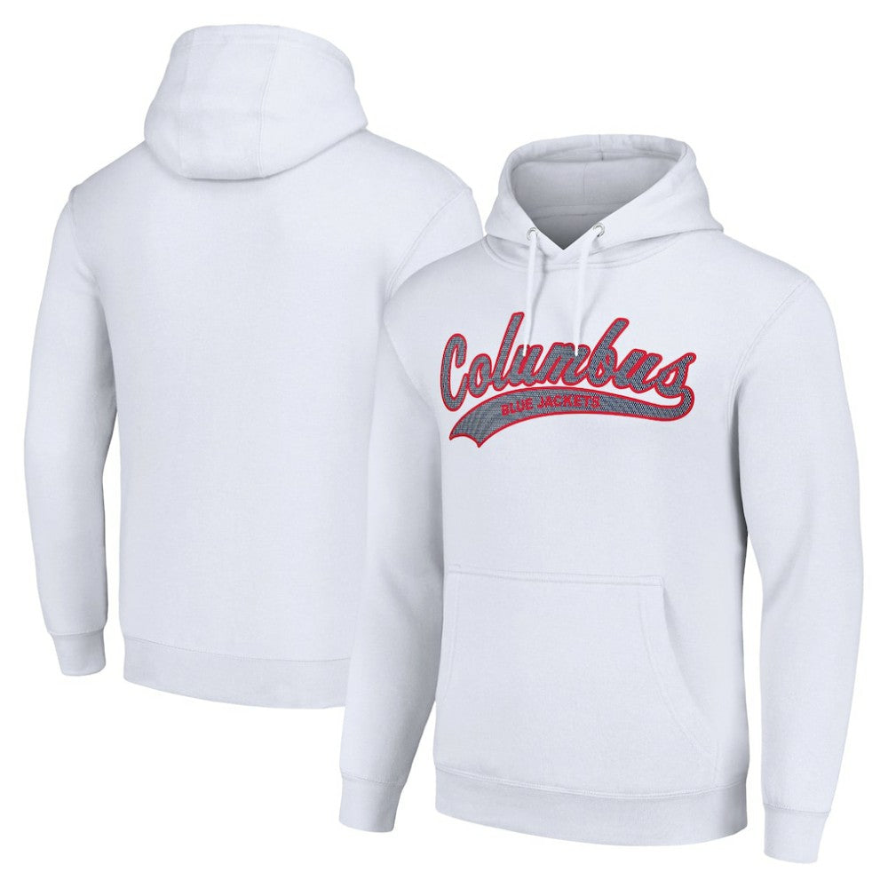 Columbus Blue Jackets Starter Tailsweep Fleece Tri-Blend Pullover Hoodie White