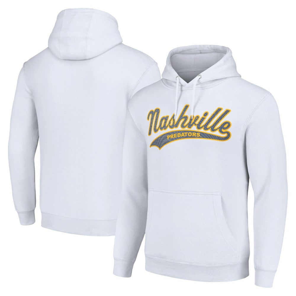 Nashville Predators Starter Tailsweep Fleece Tri-Blend Pullover Hoodie White