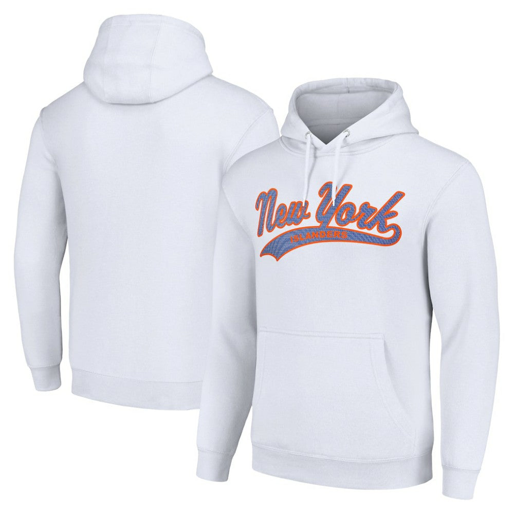 New York Islanders Starter Tailsweep Fleece Tri-Blend Pullover Hoodie White