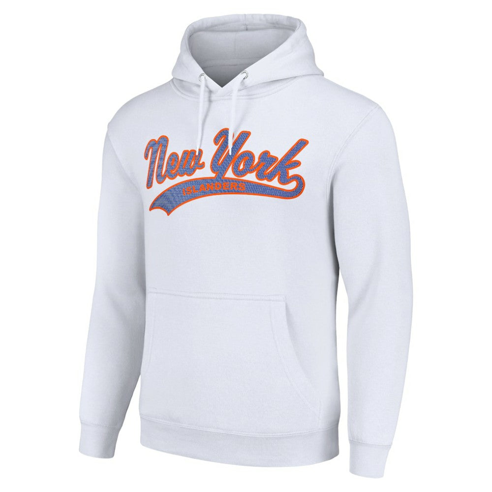 New York Islanders Starter Tailsweep Fleece Tri-Blend Pullover Hoodie White