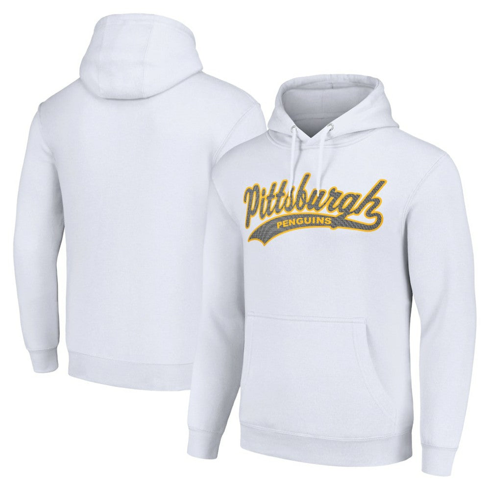 Pittsburgh Penguins Starter Tailsweep Fleece Tri-Blend Pullover Hoodie White