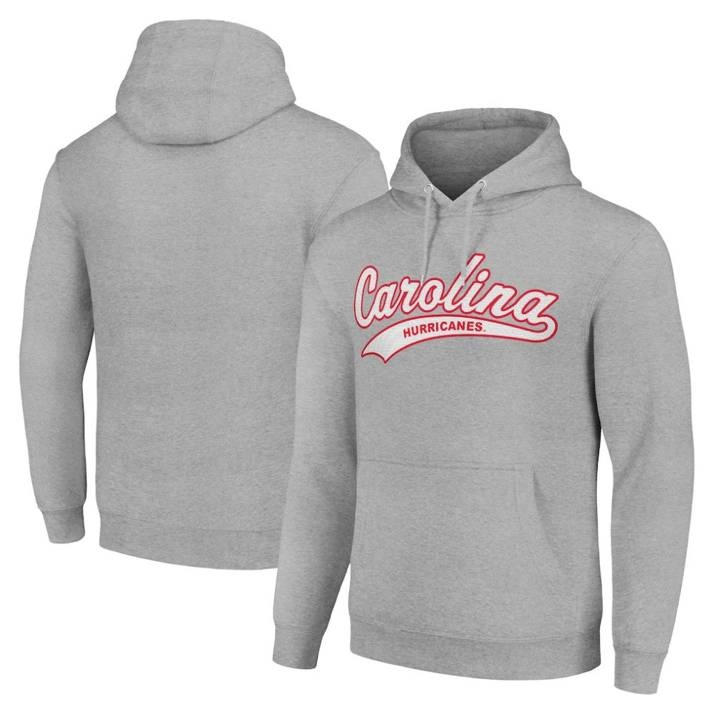 Carolina Hurricanes Starter Tailsweep Fleece Tri-Blend Pullover Hoodie Heather Gray