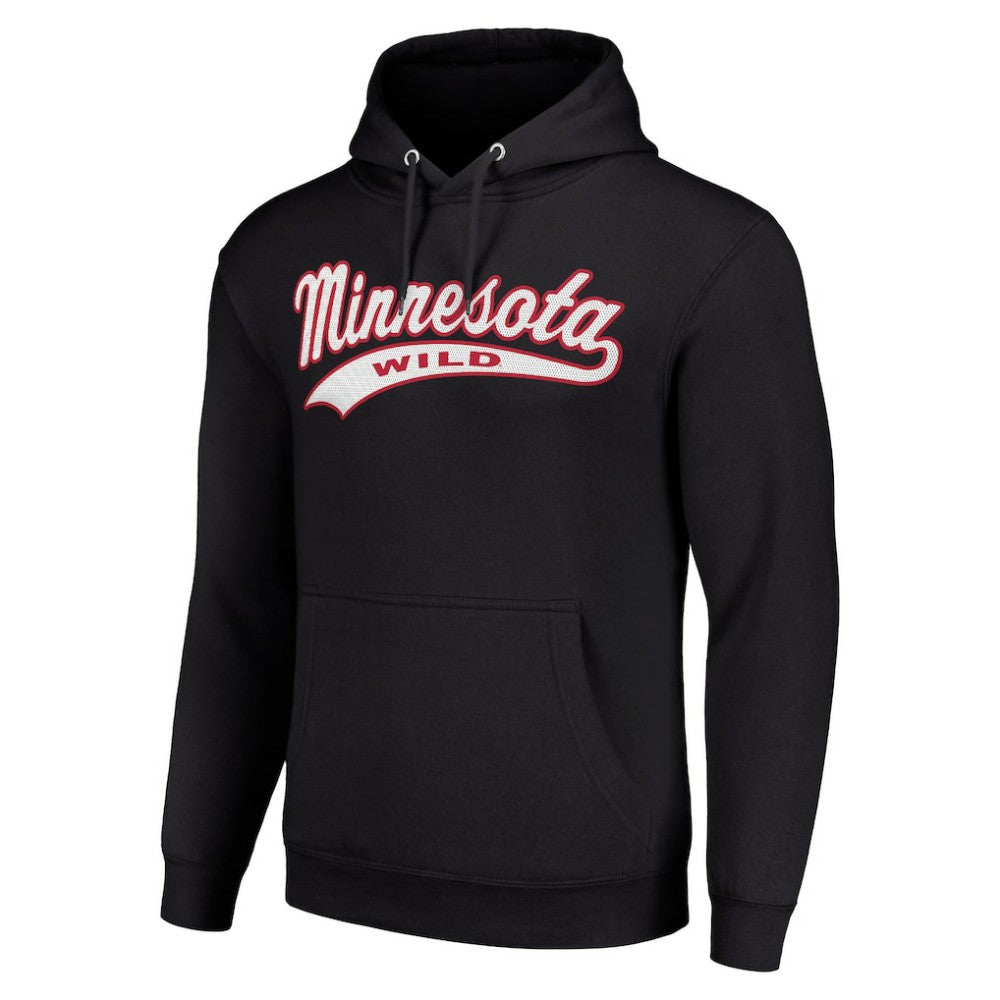 Minnesota Wild Starter Tailsweep Fleece Tri-Blend Pullover Hoodie Black