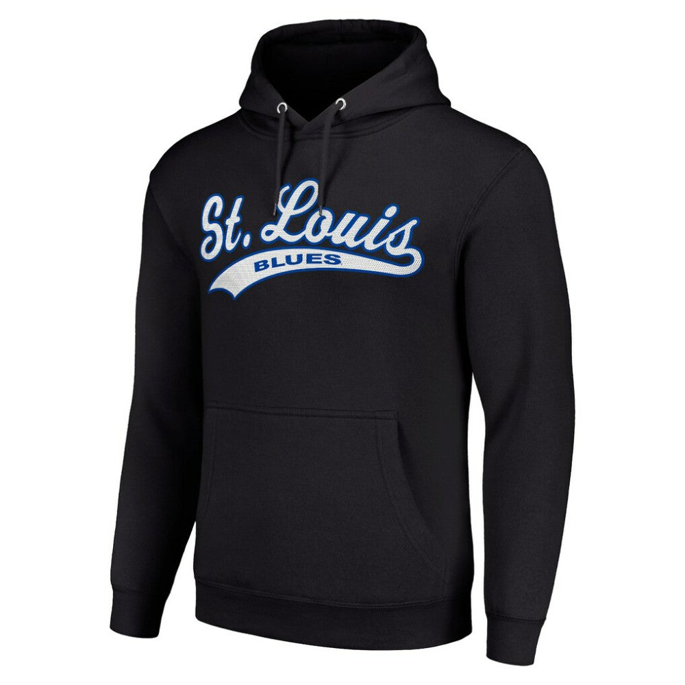 St. Louis Blues Starter Tailsweep Fleece Tri-Blend Pullover Hoodie Black