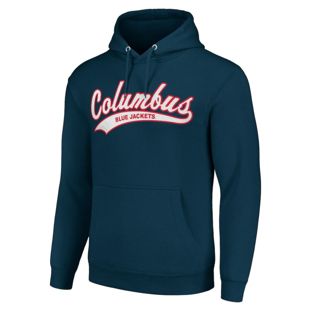 Columbus Blue Jackets Starter Tailsweep Fleece Tri-Blend Pullover Hoodie Navy
