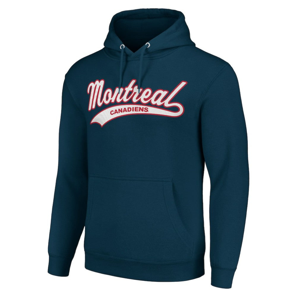 Montreal Canadiens Starter Tailsweep Fleece Tri-Blend Pullover Hoodie Navy