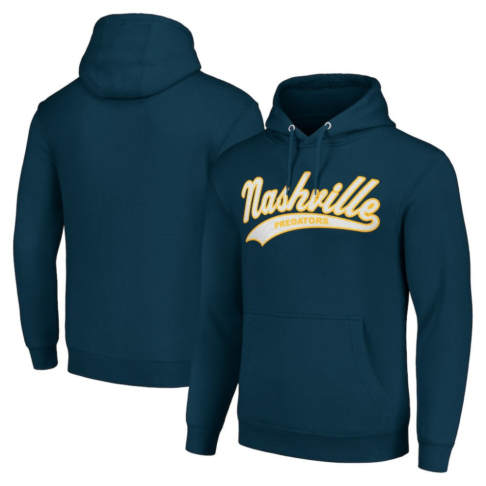 Nashville Predators Starter Tailsweep Fleece Tri-Blend Pullover Hoodie Navy