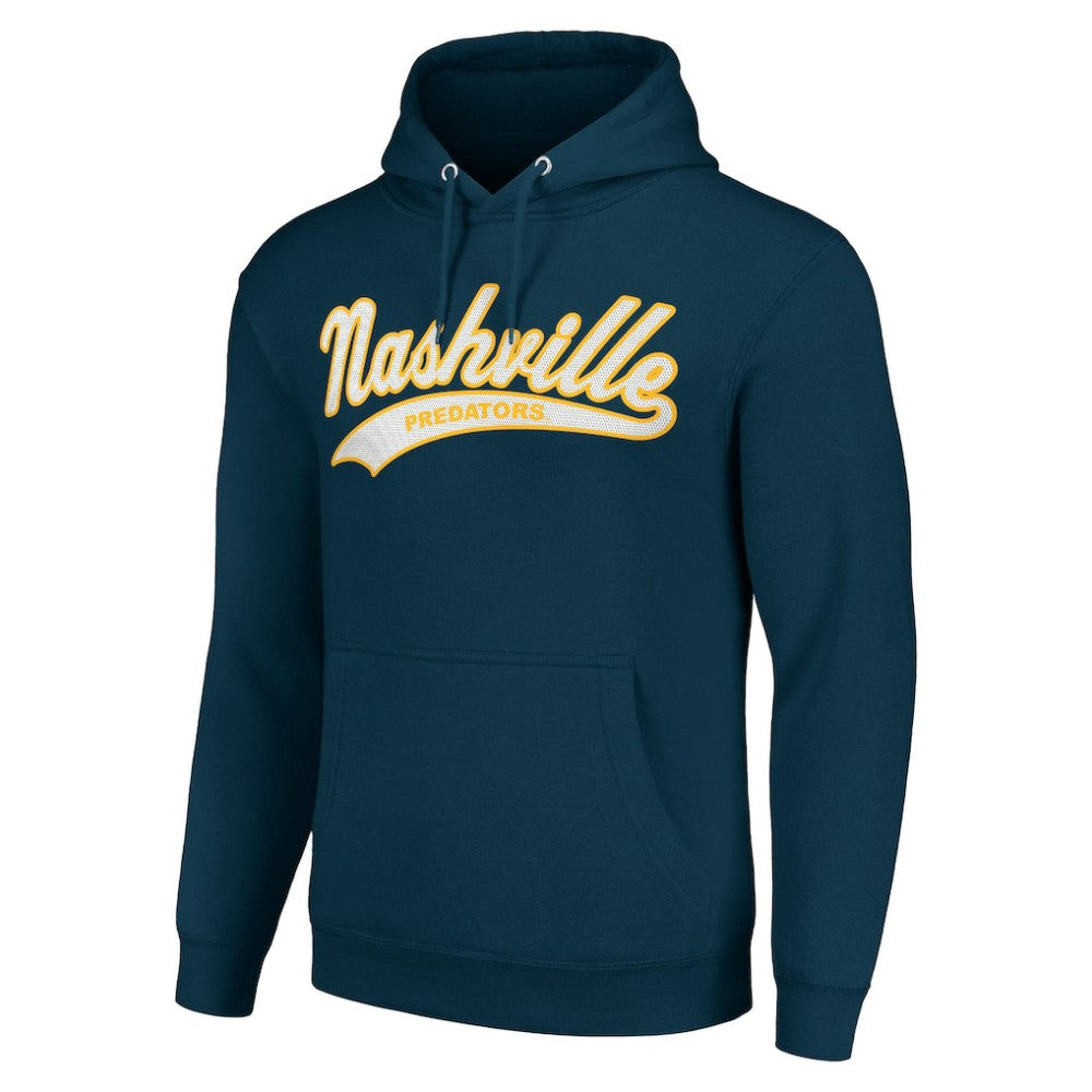Nashville Predators Starter Tailsweep Fleece Tri-Blend Pullover Hoodie Navy