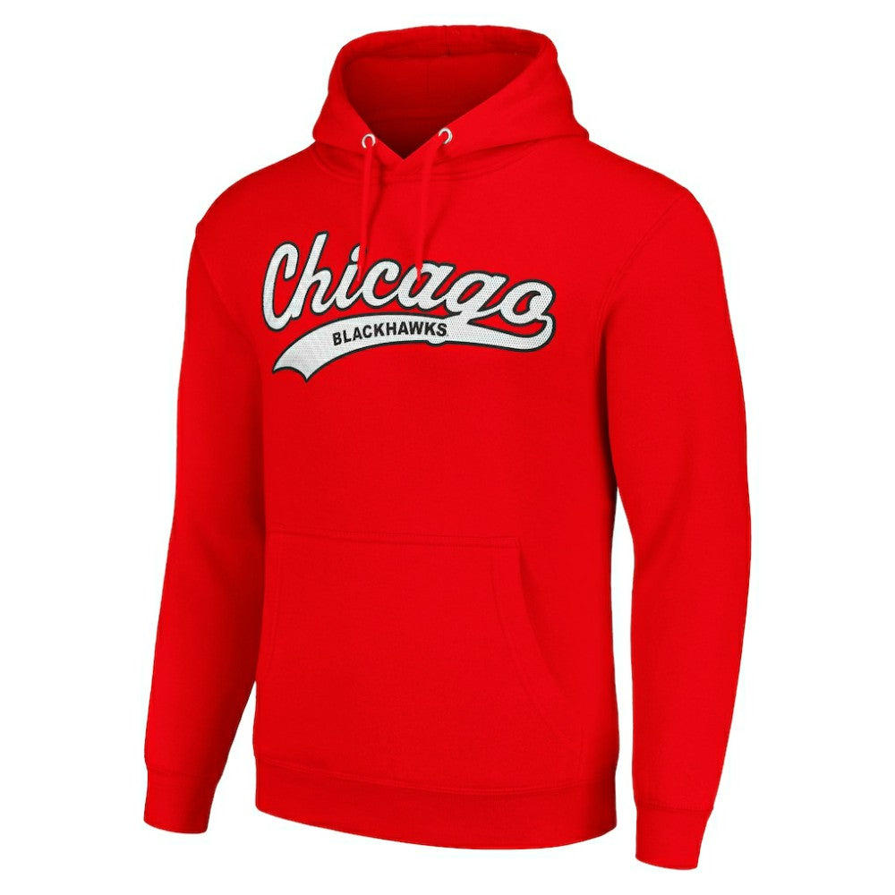 Chicago Blackhawks Starter Tailsweep Fleece Tri-Blend Pullover Hoodie Red