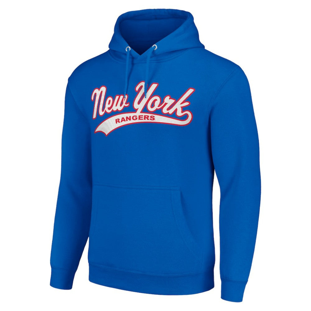 New York Rangers Starter Tailsweep Fleece Tri-Blend Pullover Hoodie Blue