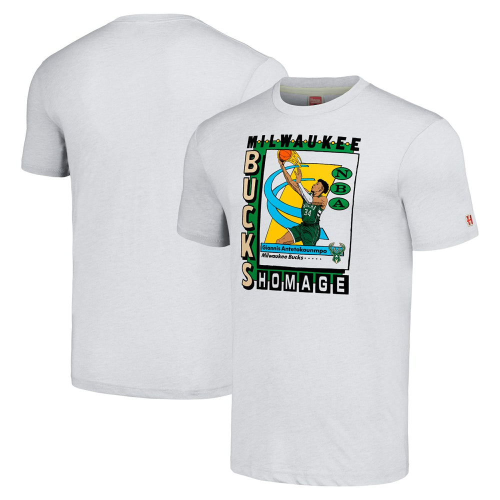 Giannis Antetokounmpo Milwaukee Bucks Homage Unisex SkyBox Player Tri-Blend T-Shirt - Heather Gray on sale