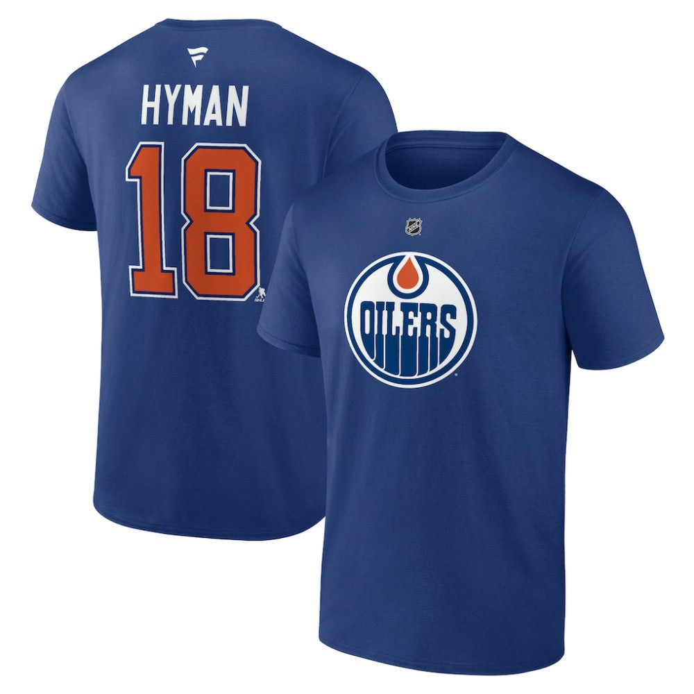 Zach Hyman Edmonton Oilers Fanatics Authentic Stack Name & Number T-Shirt Blue