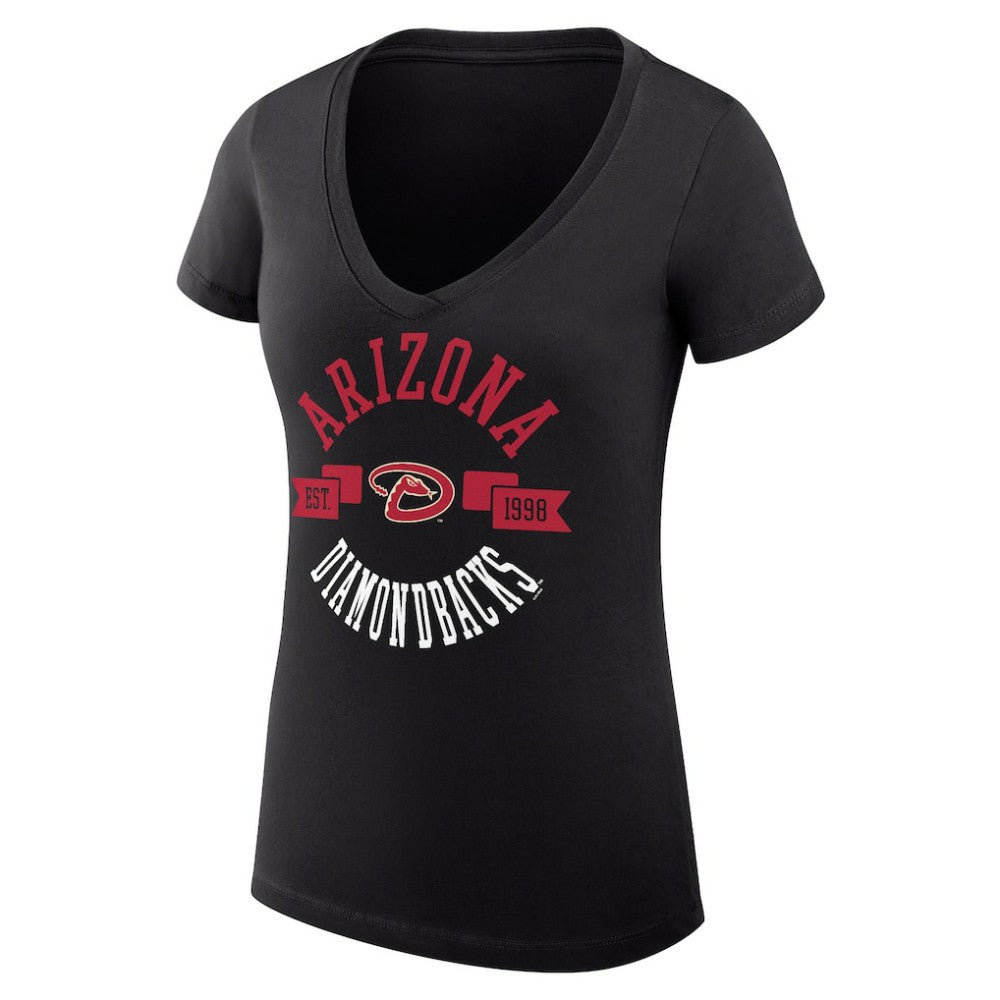 Arizona Diamondbacks G-III 4Her by Carl Banks Women's Super-Slim Fit Lightweight City Graphic V-Neck T-Shirt - Black