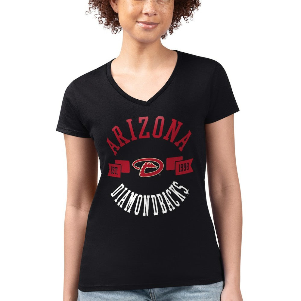 Arizona Diamondbacks G-III 4Her by Carl Banks Women's Super-Slim Fit Lightweight City Graphic V-Neck T-Shirt - Black