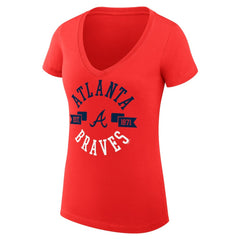 Atlanta Braves G-III 4Her by Carl Banks Women's Super-Slim Fit Lightweight City Graphic V-Neck T-Shirt - Red
