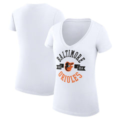 Baltimore Orioles G-III 4Her by Carl Banks Women's Super-Slim Fit Lightweight City Graphic V-Neck T-Shirt - White