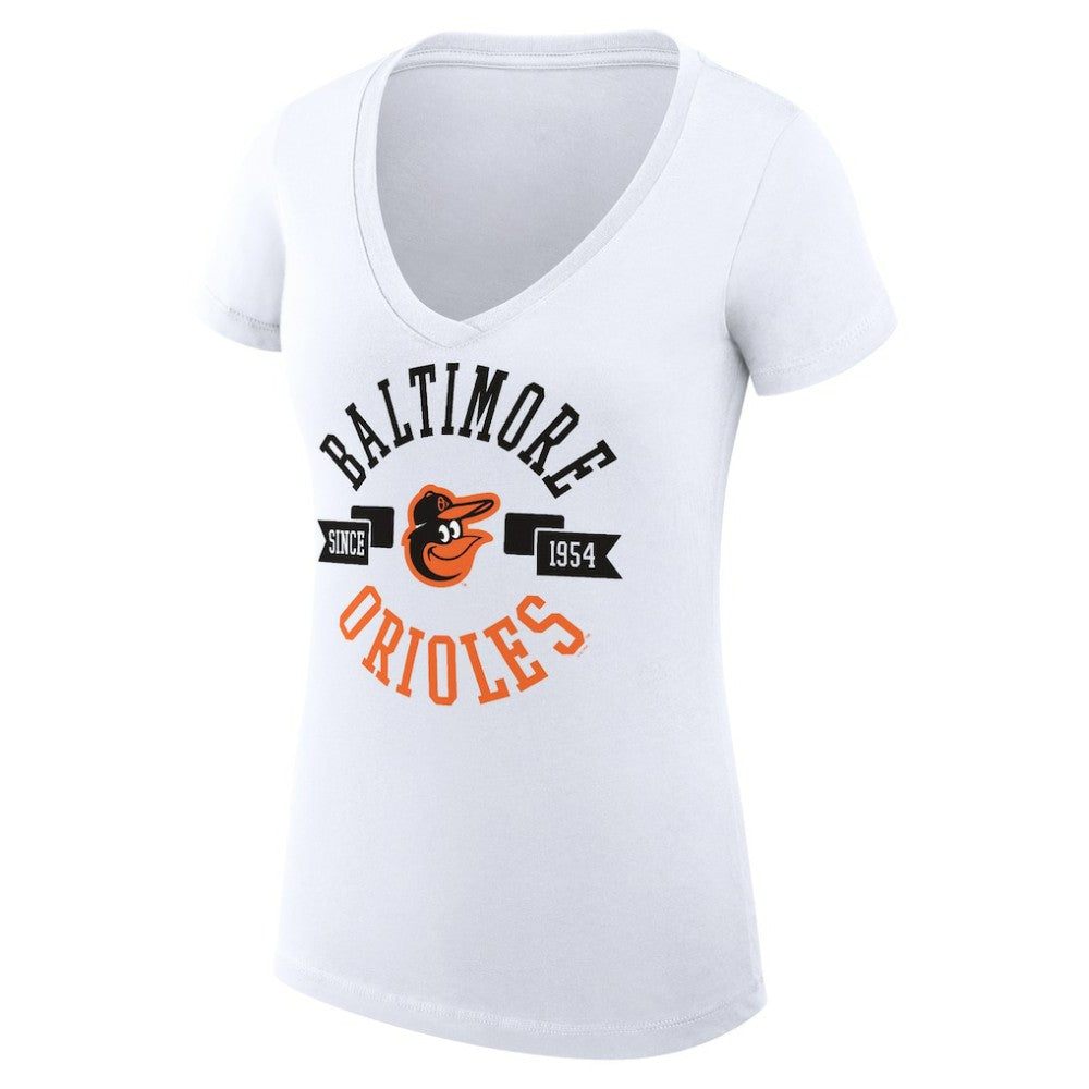 Baltimore Orioles G-III 4Her by Carl Banks Women's Super-Slim Fit Lightweight City Graphic V-Neck T-Shirt - White