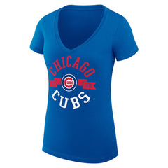 Chicago Cubs G-III 4Her by Carl Banks Women's Super-Slim Fit Lightweight City Graphic V-Neck T-Shirt - Royal