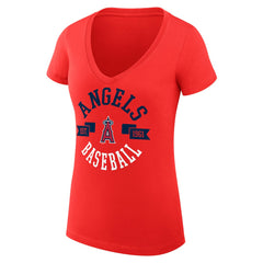 Los Angeles Angels G-III 4Her by Carl Banks Women's Super-Slim Fit Lightweight City Graphic V-Neck T-Shirt - Red