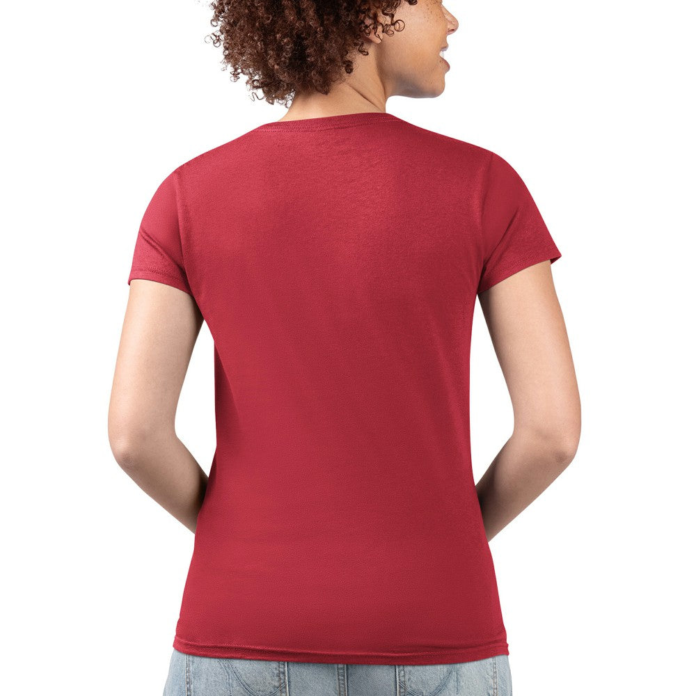 Los Angeles Angels G-III 4Her by Carl Banks Women's Super-Slim Fit Lightweight City Graphic V-Neck T-Shirt - Red