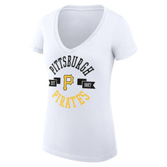 Pittsburgh Pirates G-III 4Her by Carl Banks Women's Super-Slim Fit Lightweight City Graphic V-Neck T-Shirt - White