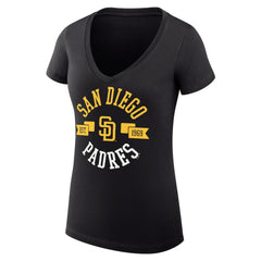 San Diego Padres G-III 4Her by Carl Banks Women's Super-Slim Fit Lightweight City Graphic V-Neck T-Shirt - Black