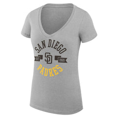 San Diego Padres G-III 4Her by Carl Banks Women's Super-Slim Fit Lightweight City Graphic V-Neck T-Shirt - Heather Gray