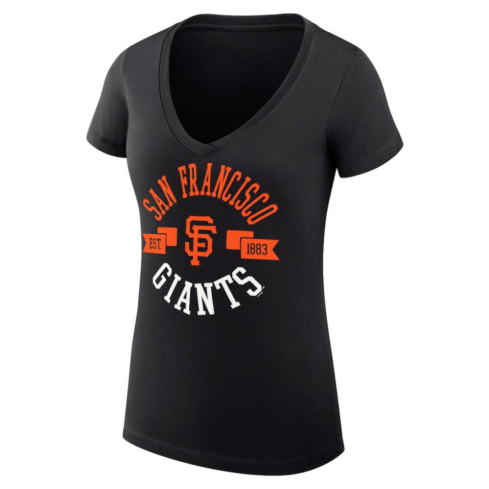 San Francisco Giants G-III 4Her by Carl Banks Women's Super-Slim Fit Lightweight City Graphic V-Neck T-Shirt - Black