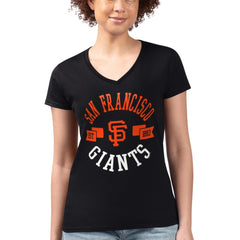 San Francisco Giants G-III 4Her by Carl Banks Women's Super-Slim Fit Lightweight City Graphic V-Neck T-Shirt - Black