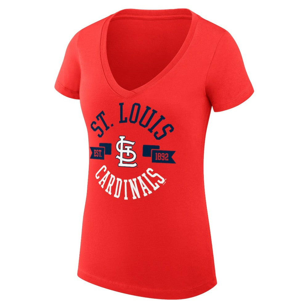 St. Louis Cardinals G-III 4Her by Carl Banks Women's Super-Slim Fit Lightweight City Graphic V-Neck T-Shirt - Red