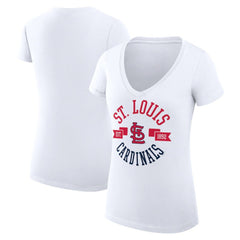 St. Louis Cardinals G-III 4Her by Carl Banks Women's Super-Slim Fit Lightweight City Graphic V-Neck T-Shirt - White