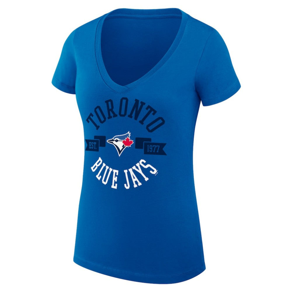 Toronto Blue Jays G-III 4Her by Carl Banks Women's Super-Slim Fit Lightweight City Graphic V-Neck T-Shirt - Royal