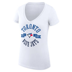 Toronto Blue Jays G-III 4Her by Carl Banks Women's Super-Slim Fit Lightweight City Graphic V-Neck T-Shirt - White