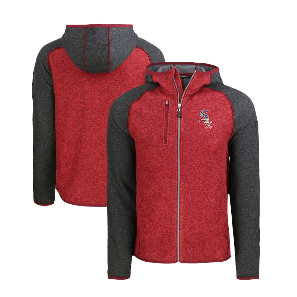 Chicago White Sox Cutter & Buck Stars & Stripes Mainsail Sweater-Knit Full-Zip Hoodie - Heather Red/Heather Charcoal
