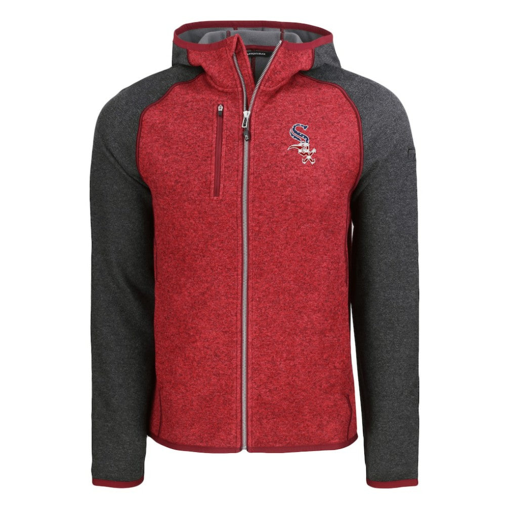 Chicago White Sox Cutter & Buck Stars & Stripes Mainsail Sweater-Knit Full-Zip Hoodie - Heather Red/Heather Charcoal