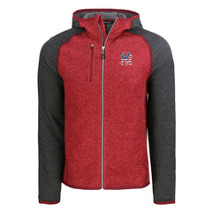 New York Yankees Cutter & Buck Stars & Stripes Mainsail Sweater-Knit Full-Zip Hoodie - Heather Red/Heather Charcoal