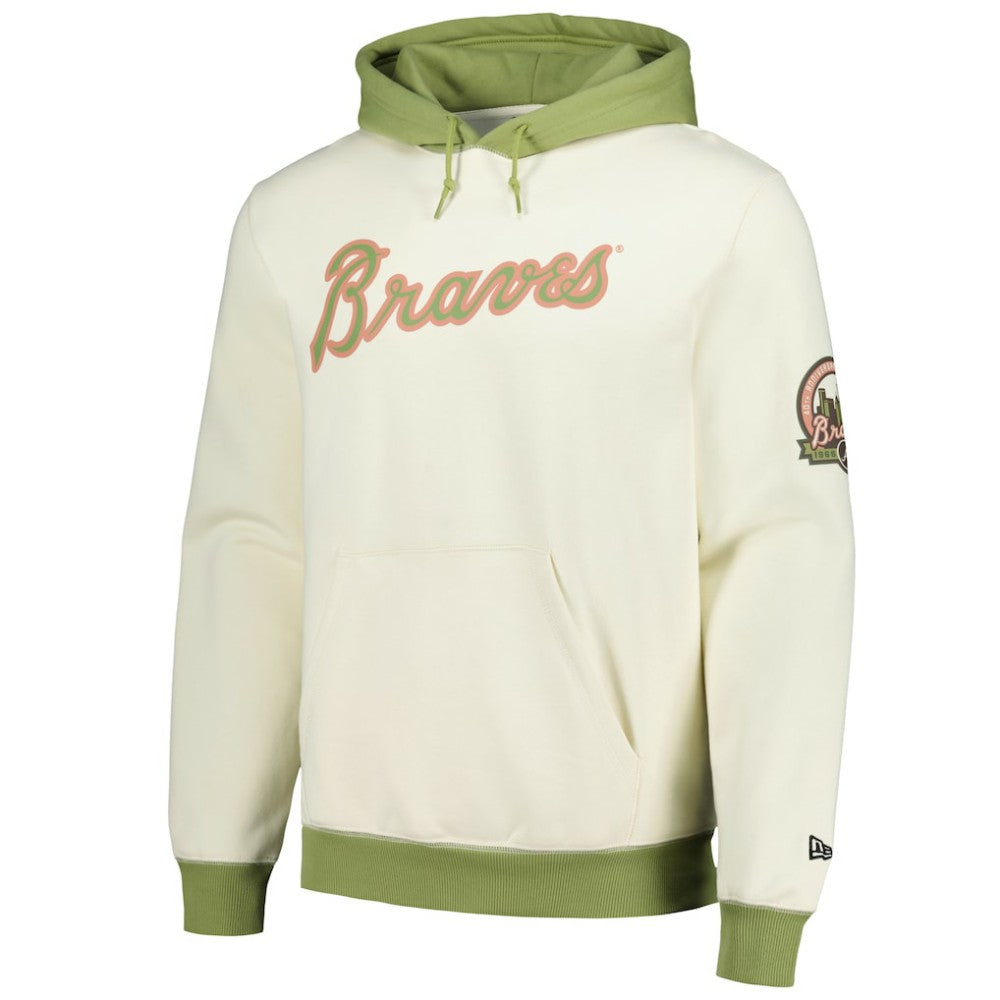 Atlanta Braves Color Pop Pullover Hoodie - Cream/Green | New Era