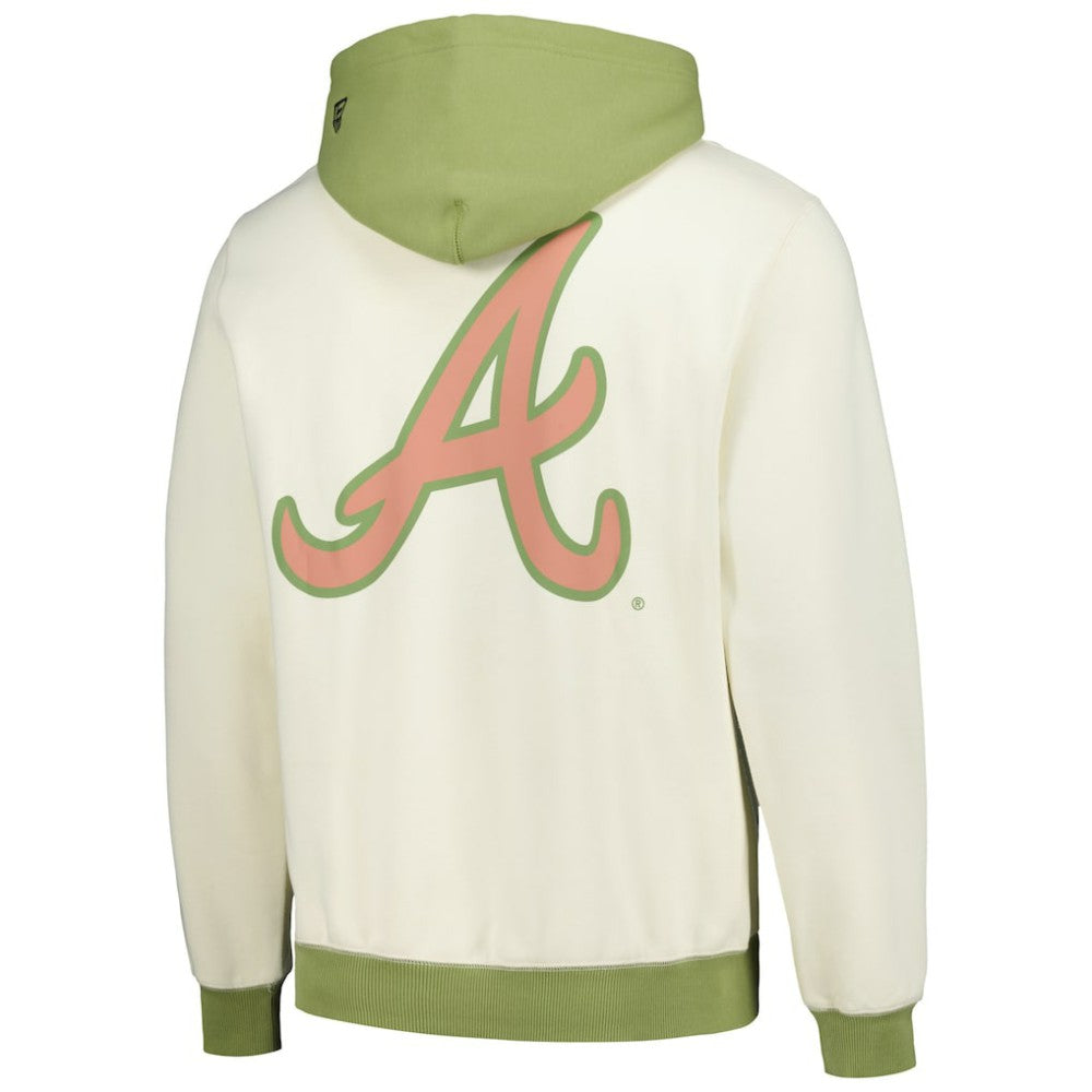 Atlanta Braves Color Pop Pullover Hoodie - Cream/Green | New Era