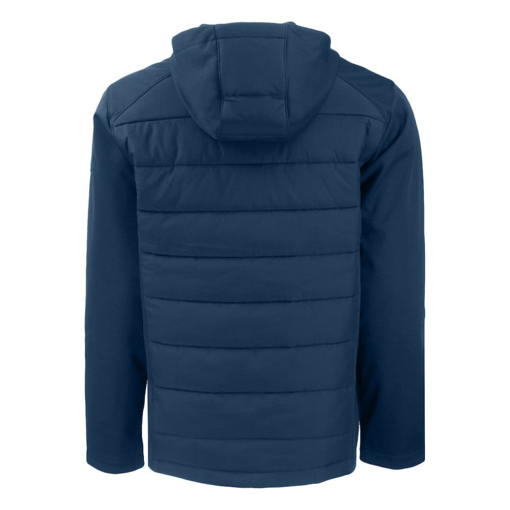 Chicago Cubs Cutter & Buck Stars & Stripes Big & Tall Evoke Hybrid Eco Softshell Recycled Full-Zip Hoodie Jacket - Navy