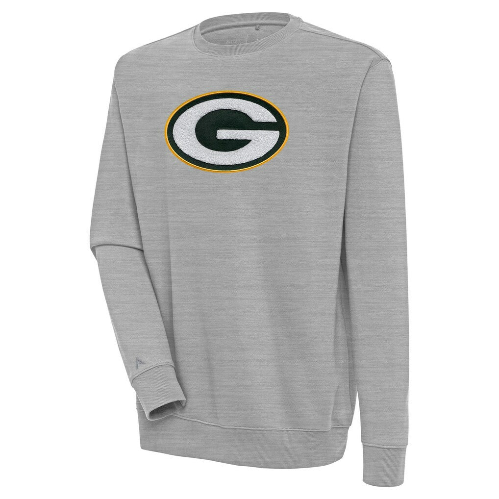 Green Bay Packers Antigua Victory Crewneck Pullover Sweatshirt - Heather Gray on sale