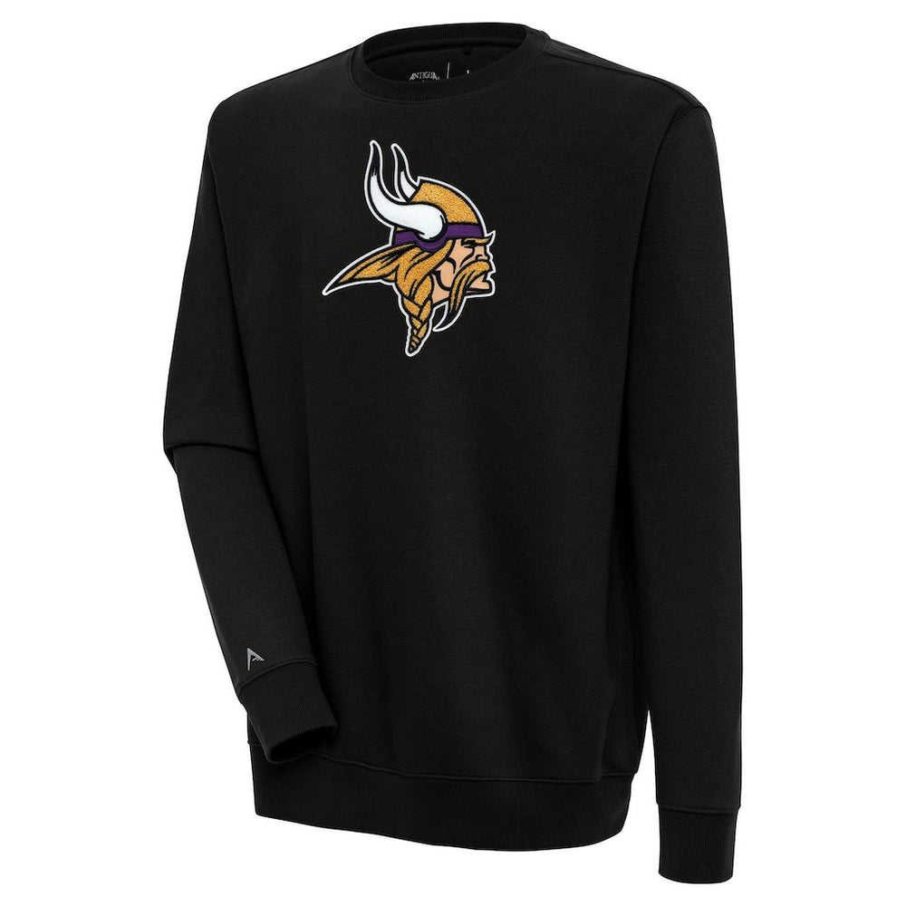 Minnesota Vikings Antigua Victory Crewneck Pullover Sweatshirt - Black cheap