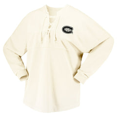 Montreal Canadiens Fanatics Women's Original Six Lace-Up Spirit Jersey Long Sleeve T-Shirt Cream