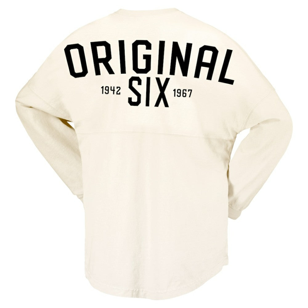 Montreal Canadiens Fanatics Women's Original Six Lace-Up Spirit Jersey Long Sleeve T-Shirt Cream