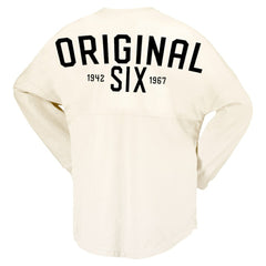 Montreal Canadiens Fanatics Women's Original Six Lace-Up Spirit Jersey Long Sleeve T-Shirt Cream