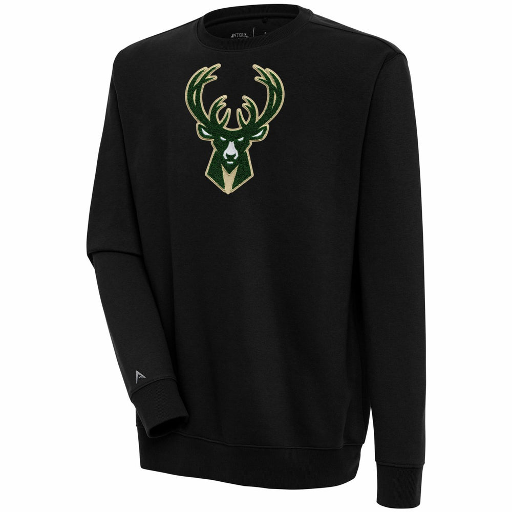 Milwaukee Bucks Antigua Victory Crewneck Pullover Sweatshirt - Black outlet